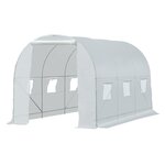 OUTSUNNY Serre de jardin tunnel surface sol 7 m² 3,5L x 2l x 2H m châssis tubulaire renforcé 18 mm 6 fenêtres blanc