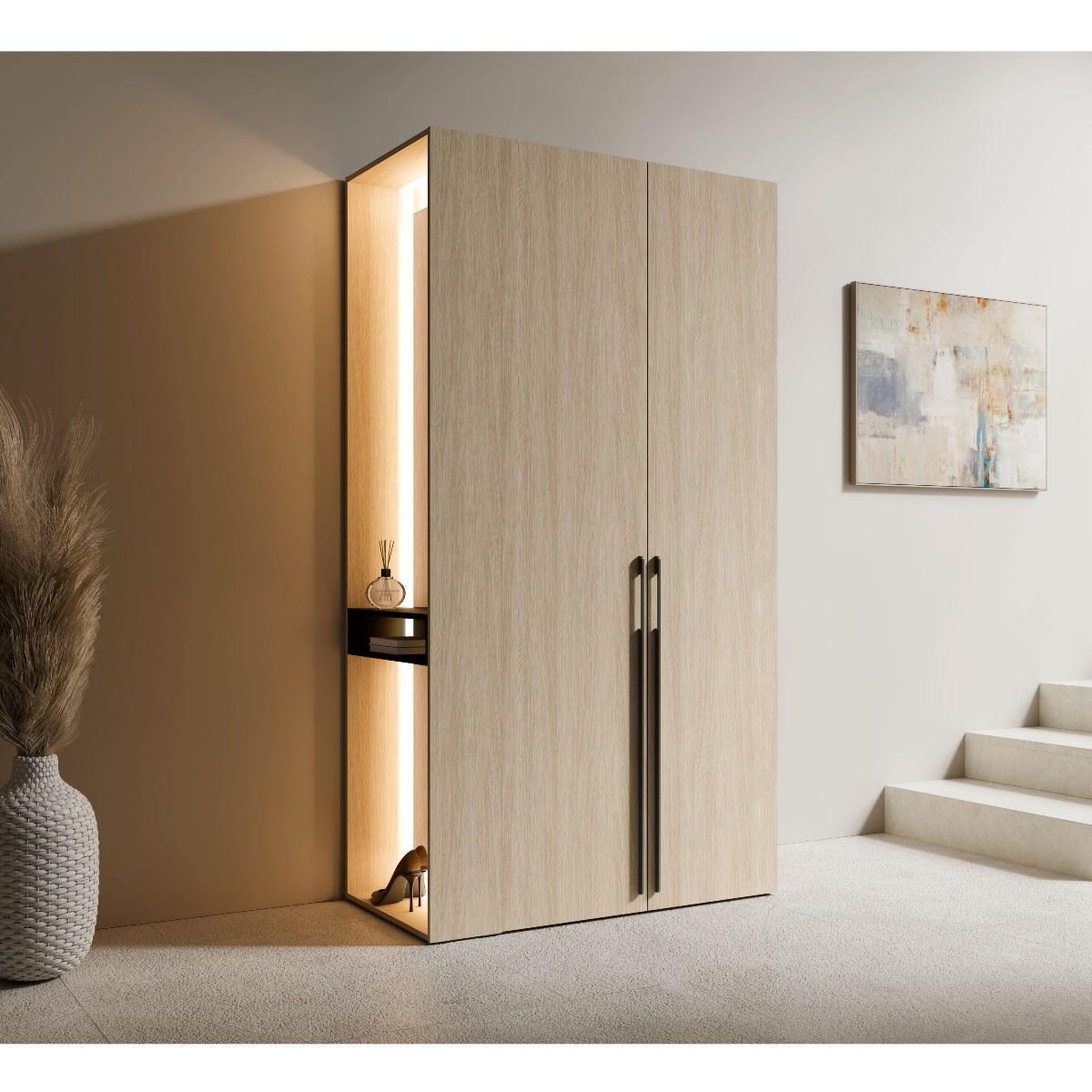 Voir la diapositive 2 : JLC KREATION Meuble d'entrée moderne en bois avec miroir 110cm orelia