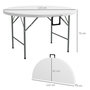 Voir la diapositive 3 : OUTSUNNY Table pliante table de camping pliable table de jardin Ø 122 x 73H cm poignée acier époxy HDPE blanc