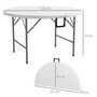 Voir la diapositive 3 : OUTSUNNY Table pliante table de camping pliable table de jardin Ø 122 x 73H cm poignée acier époxy HDPE blanc