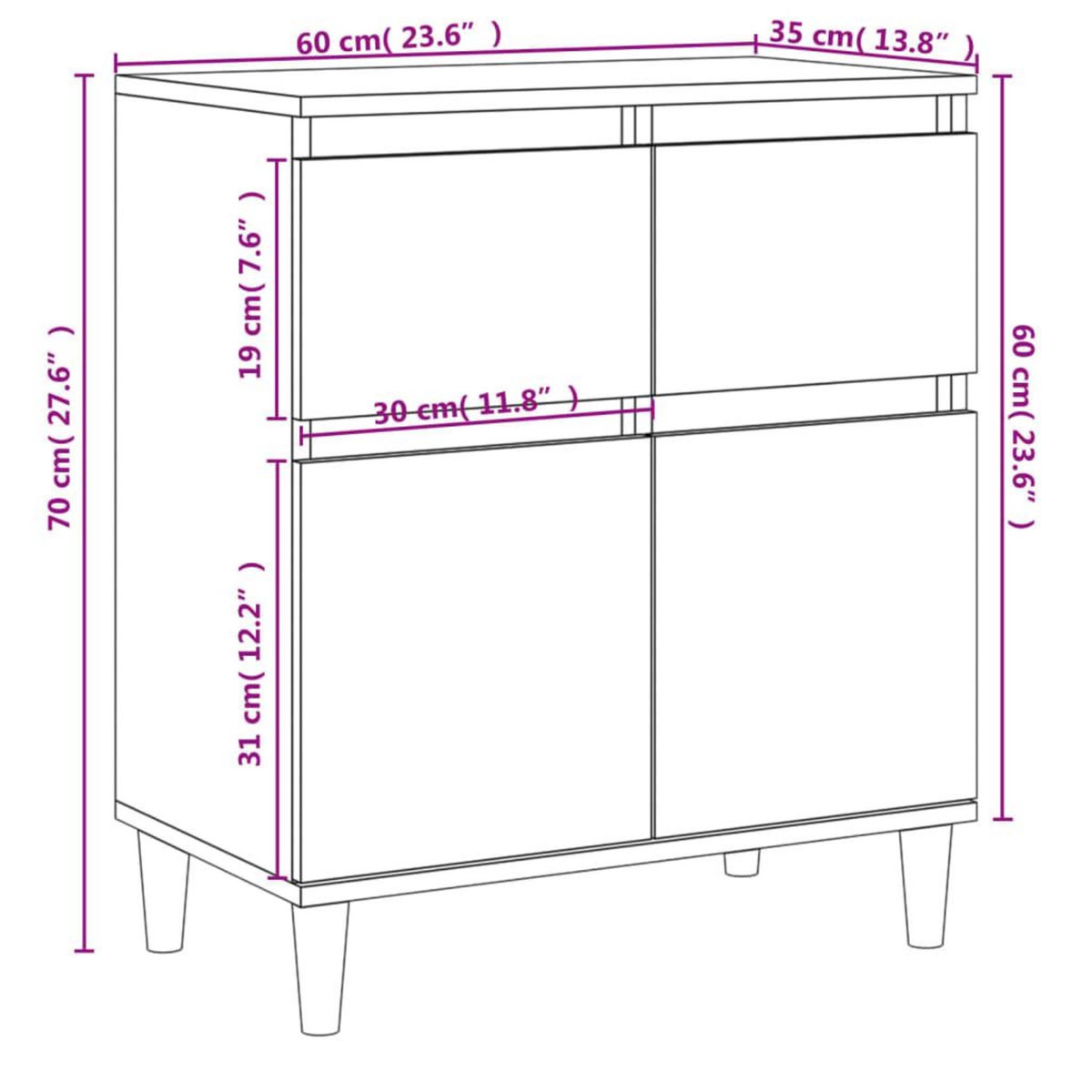 VIDAXL Buffet Blanc 60x35x70 cm Bois d'ingenierie