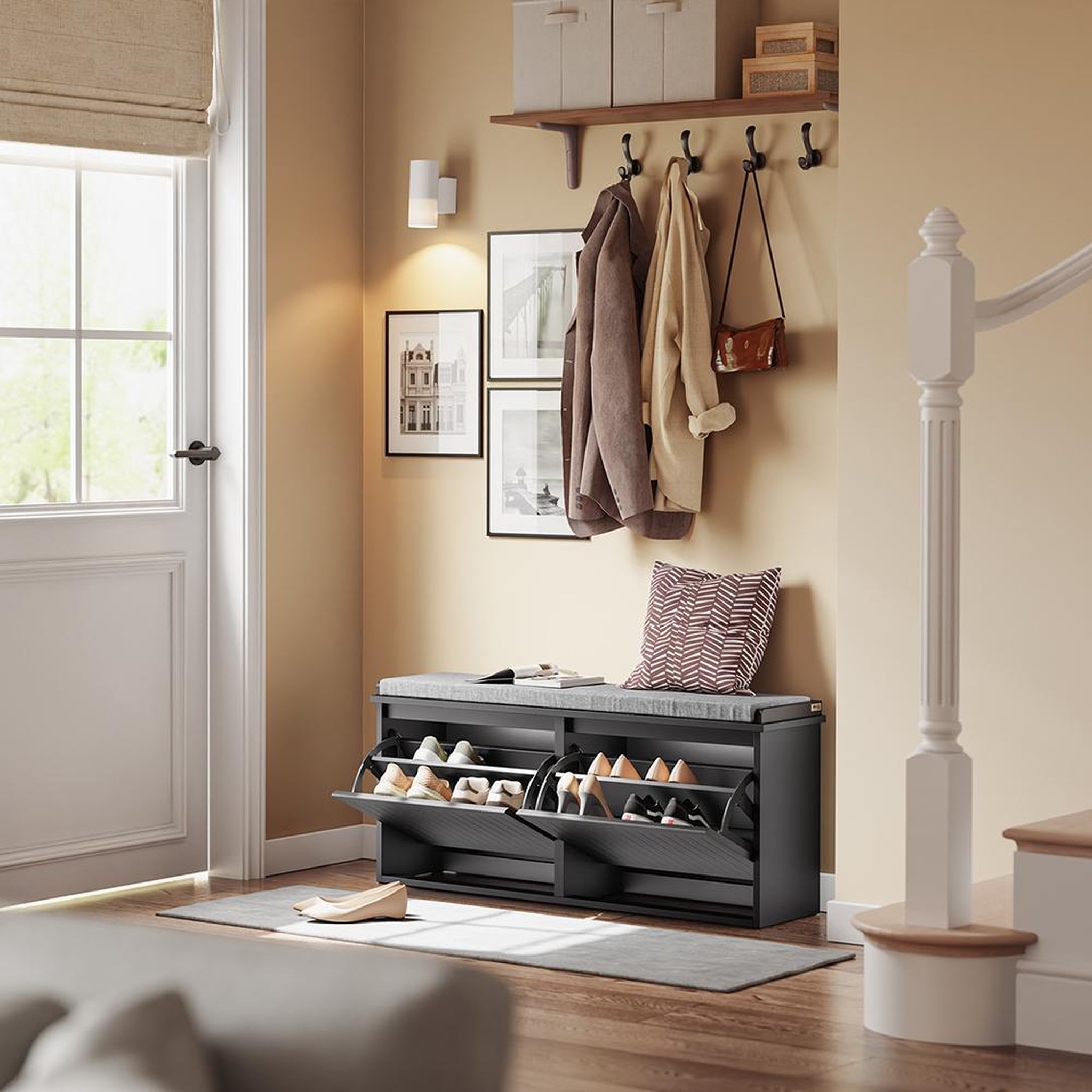 Voir la diapositive 4 : SOBUY SoBuy - Banc de rangement à chaussures avec deux portes - Moderne - FSR98-XL