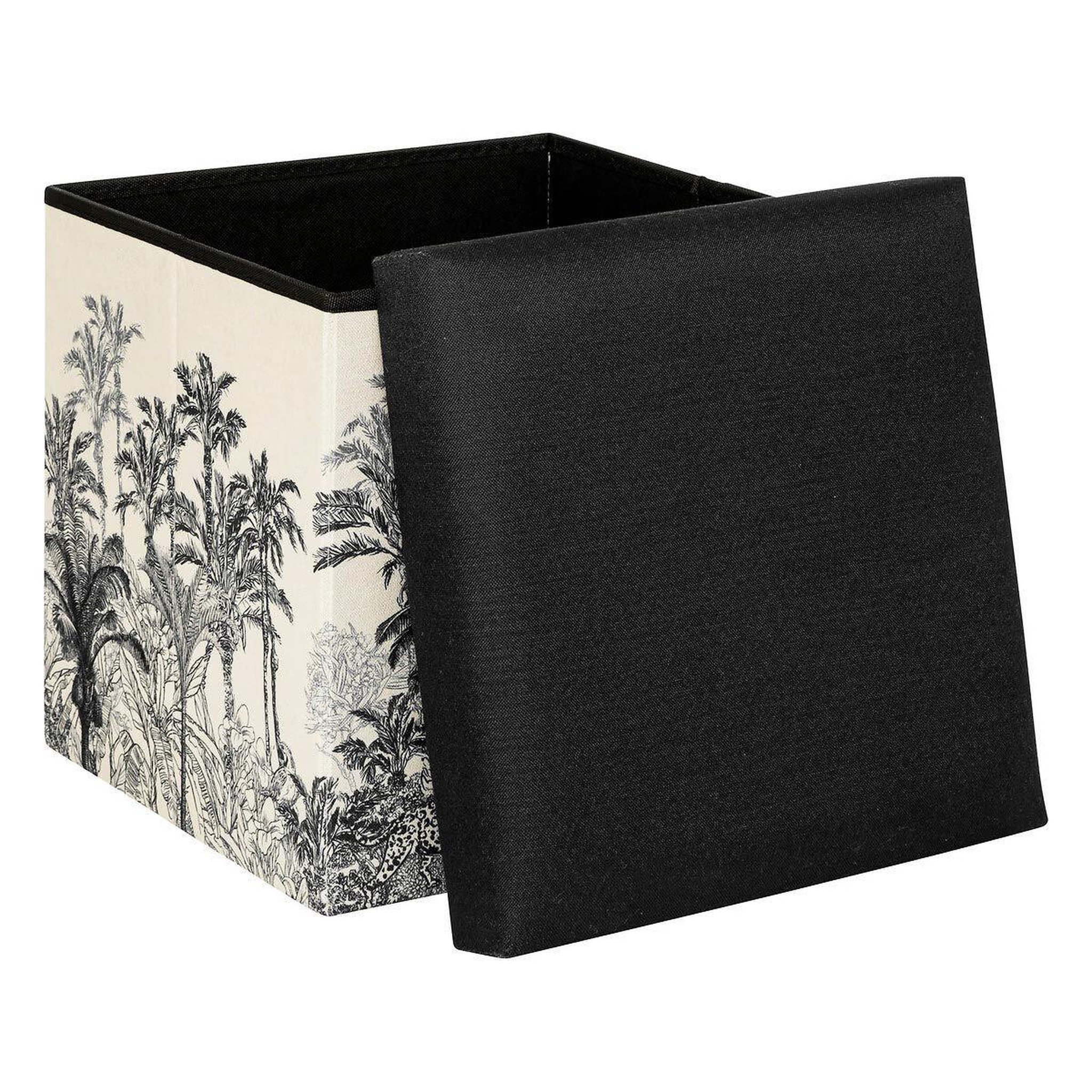 Voir la diapositive 2 : ATMOSPHERA Pouf pliable vintage  benicio  38cm noir & blanc