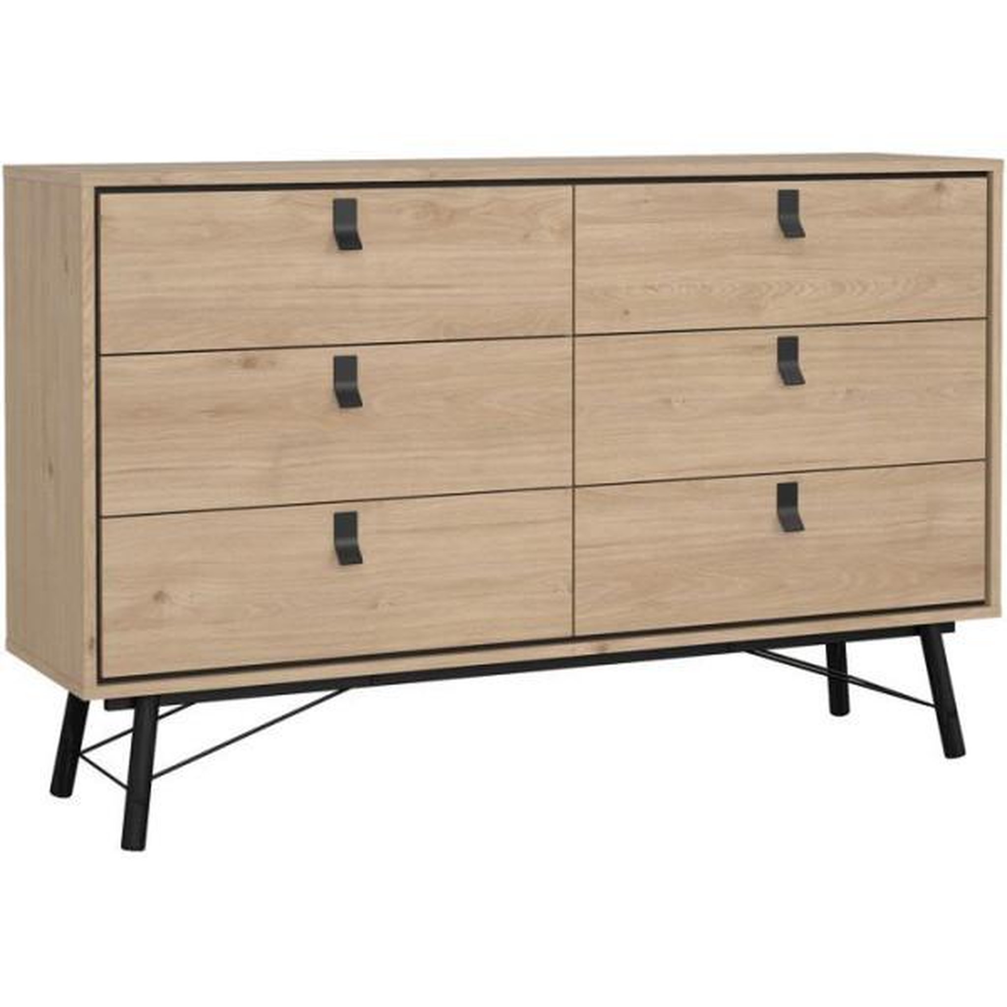 MARKET24 Commode RY - 6 Tiroirs - Décor Chene - L150,3 x P40,1 x H94,8 cm