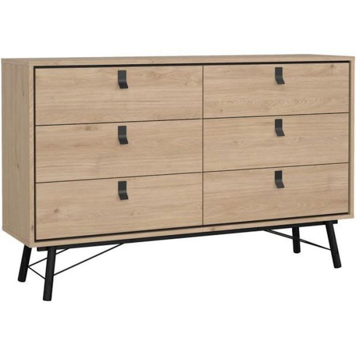 MARKET24 Commode RY - 6 Tiroirs - Décor Chene - L150,3 x P40,1 x H94,8 cm