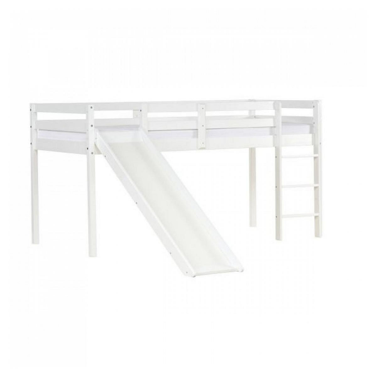 HomeStyle4U Lit mezzanine à lattes, échelle et toboggan 90x200 cm