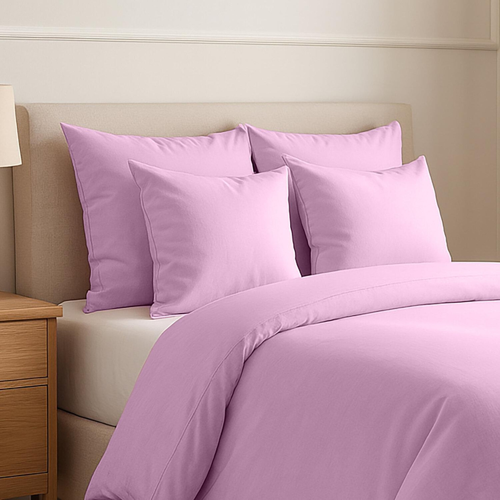 Voir la diapositive 3 : Les Ateliers du Linge Housse de couette 220x240 coton 57 fils rose