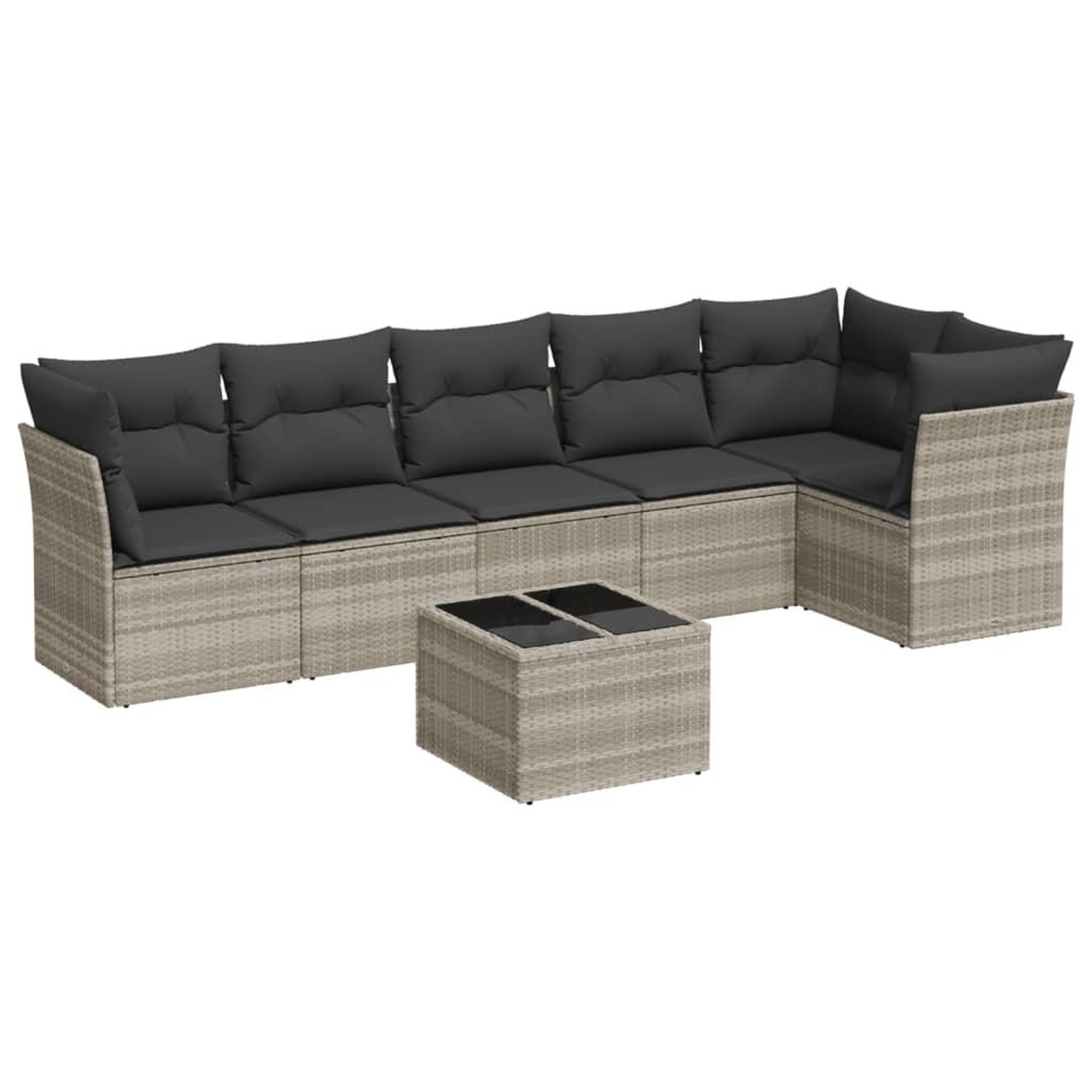 Voir la diapositive 2 : VIDAXL Salon de jardin avec coussins 7 pcs gris clair resine tressee