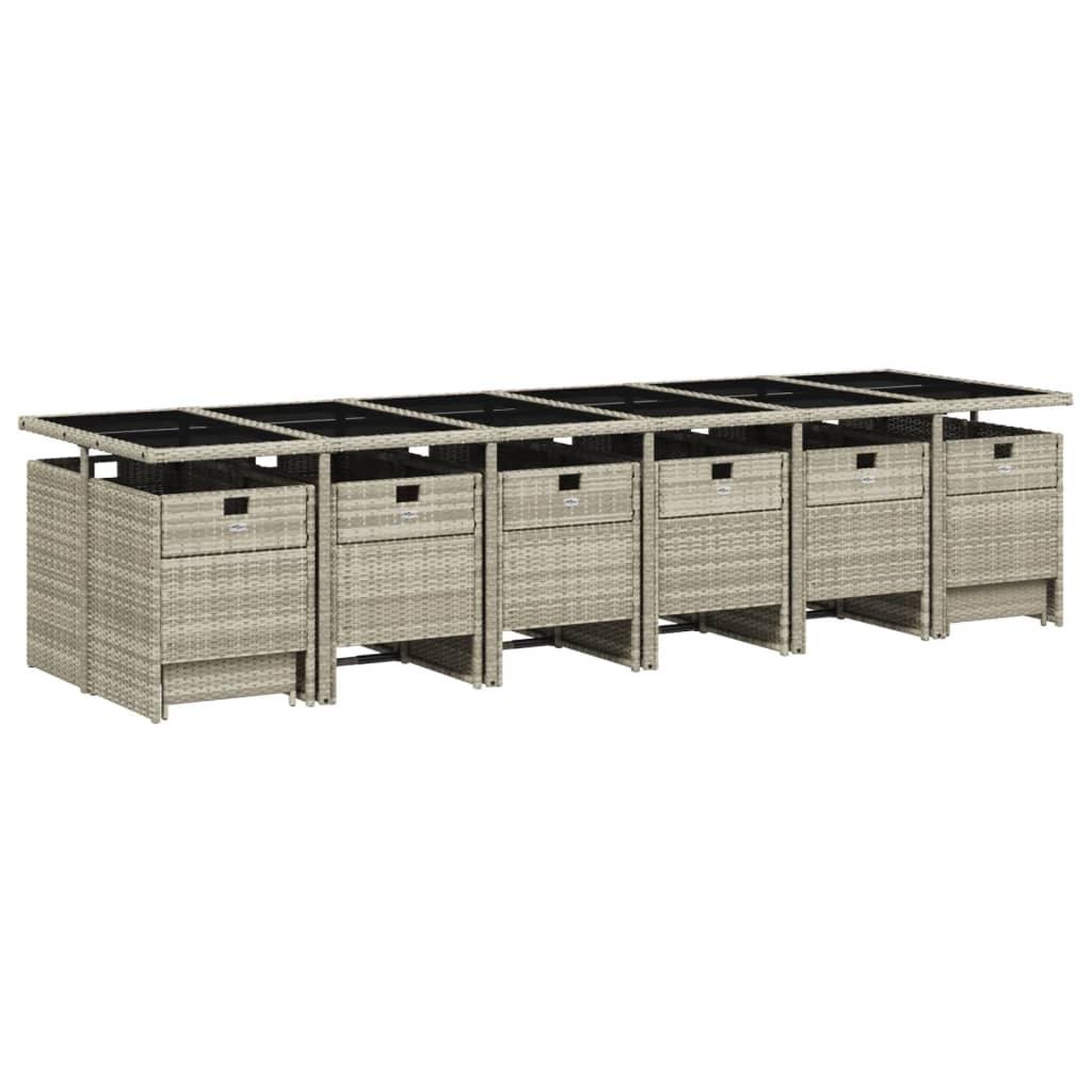 Voir la diapositive 3 : VIDAXL Ensemble a manger de jardin et coussins 17 pcs gris clair rotin