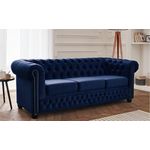 LISA DESIGN William - canapé chesterfield - 3 places - en velours. Coloris disponibles : Bleu, Jaune, Vert, Gris