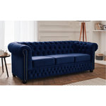 LISA DESIGN William - canapé chesterfield - 3 places - en velours. Coloris disponibles : Bleu, Vert, Jaune