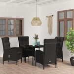 VIDAXL Ensemble a manger de jardin avec coussins 5 pcs Noir