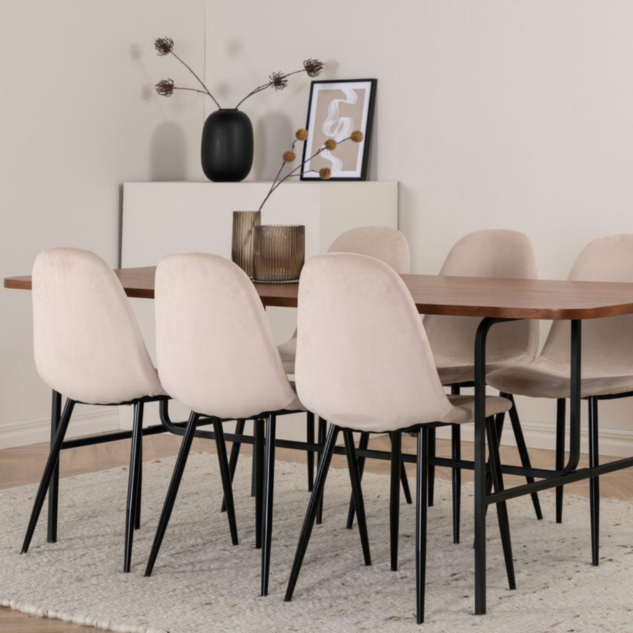 Voir la diapositive 5 : Paris Prix Ensemble table à manger & 6 chaises  uno & polar  200cm beige & marron