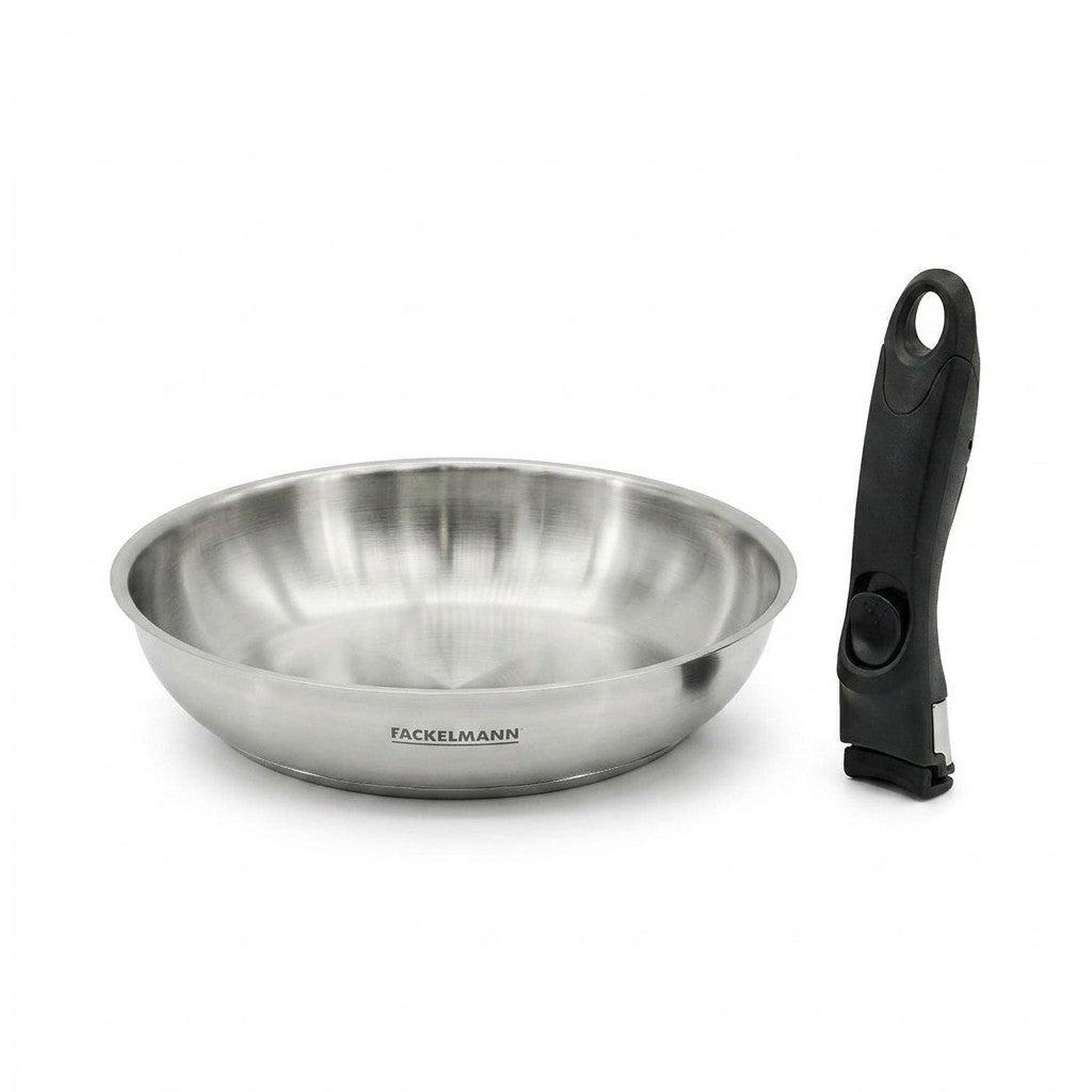 Fackelmann Lot de 1 poêle 24 cm en inox et 1 manche amovible fackelmann inogrip