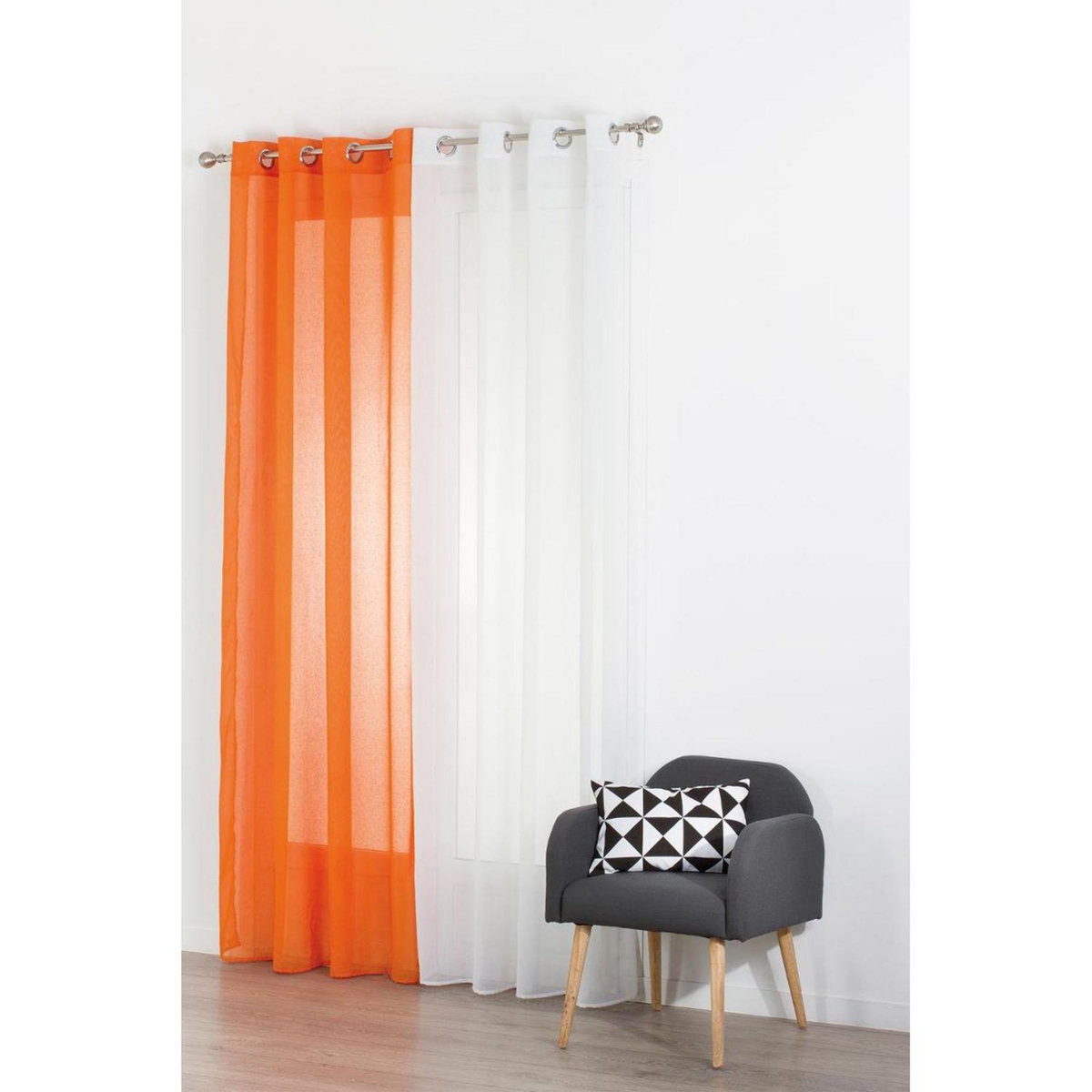 ATMOSPHERA Rideau voilage uni à oeillets métal en polyester 140x240cm ETAMINE 