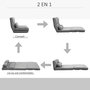 Voir la diapositive 5 : HOMCOM Chauffeuse - matelas d'appoint pliant - fauteuil convertible - inclinaison dossier réglable 14 positions - 2 coussins inclus - polyester aspect suédé gris