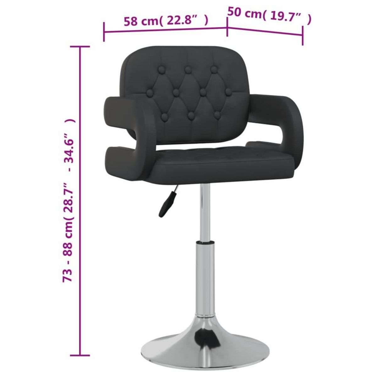 VIDAXL Chaises a manger pivotantes lot de 2 noir similicuir