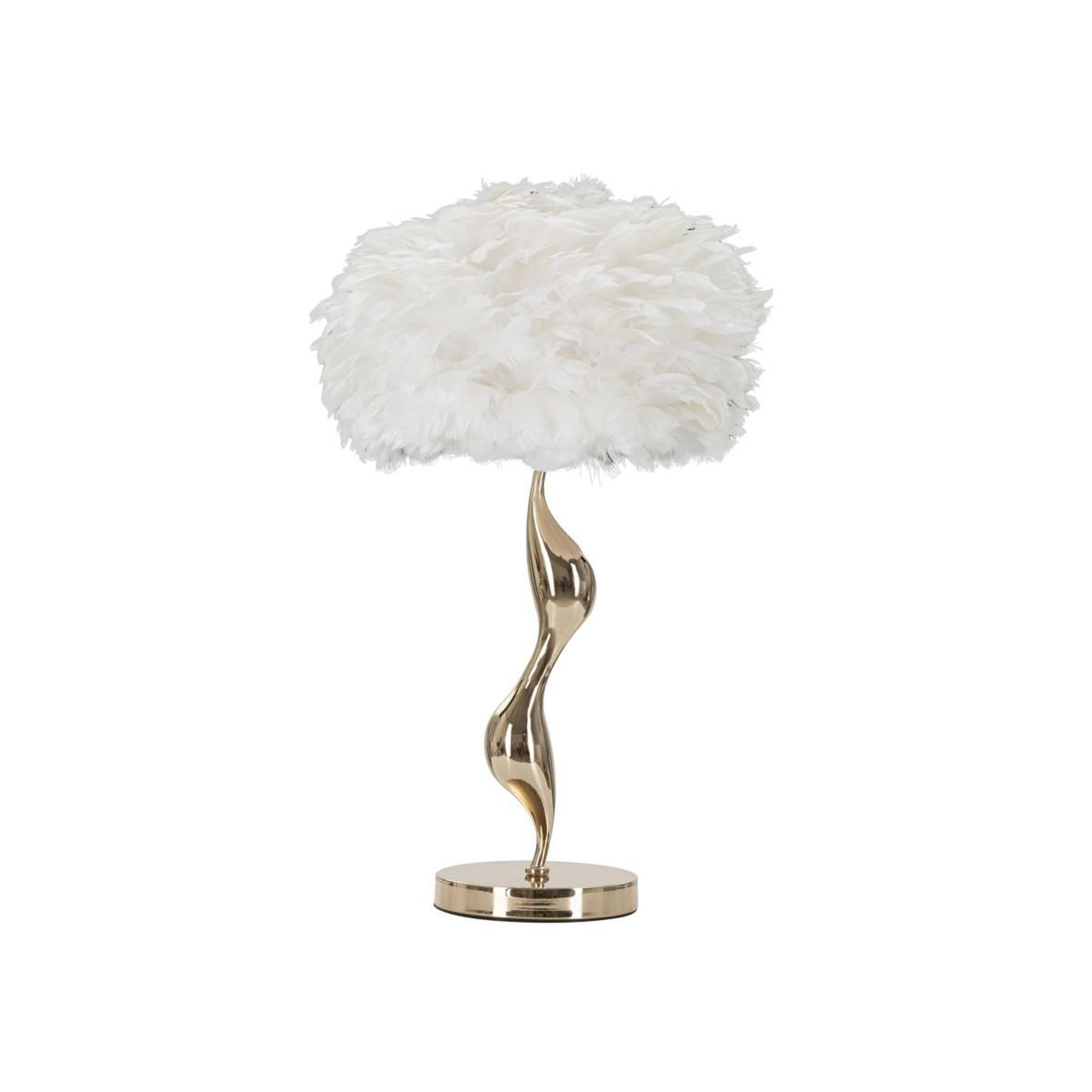 Paris Prix Lampe à poser imitation plume  slim  63cm or & blanc