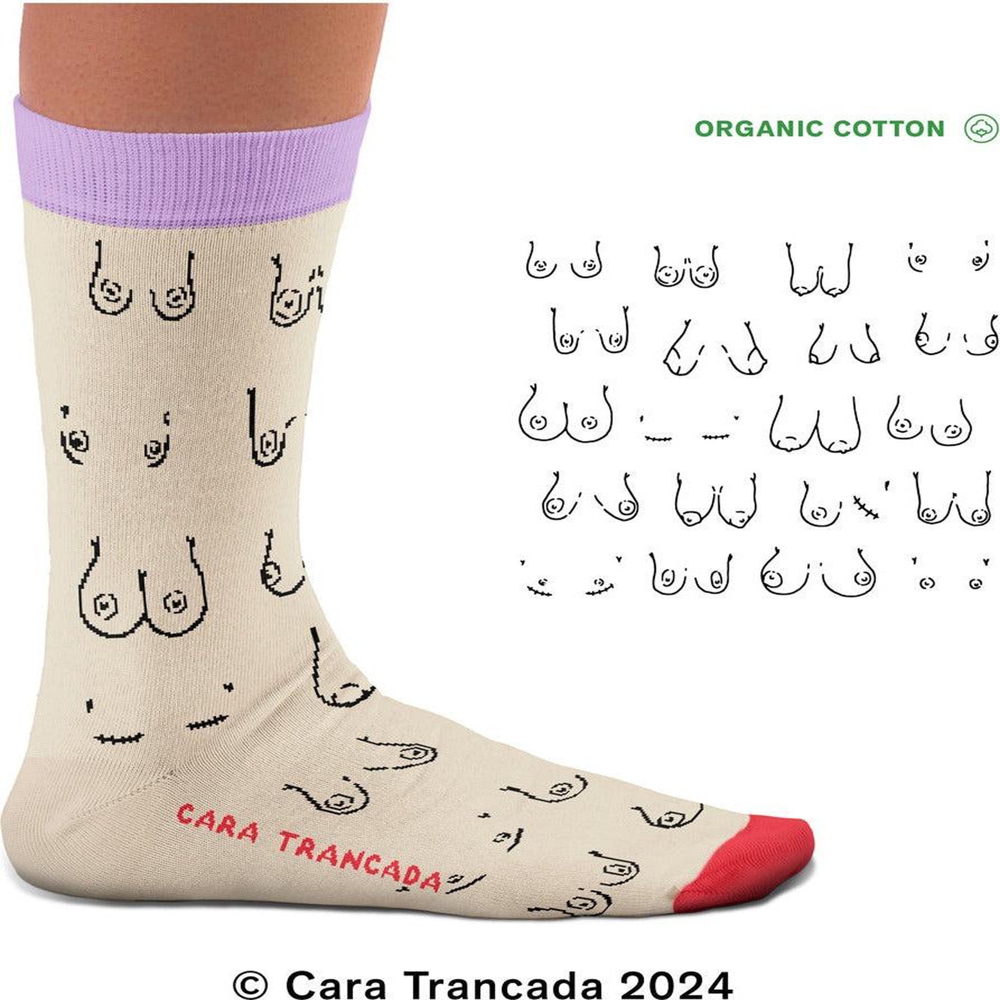 Voir la diapositive 4 : SOCK AFFAIRS Chaussettes coton bio poitrines, cara trancada