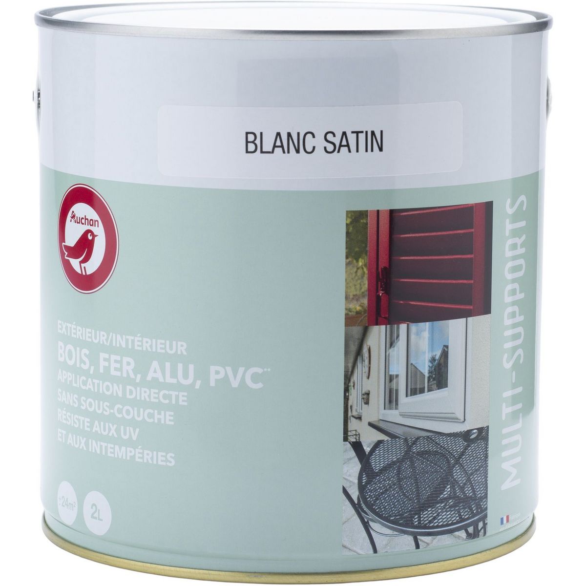 AUCHAN Peinture multi support extérieur blanc satin 2L