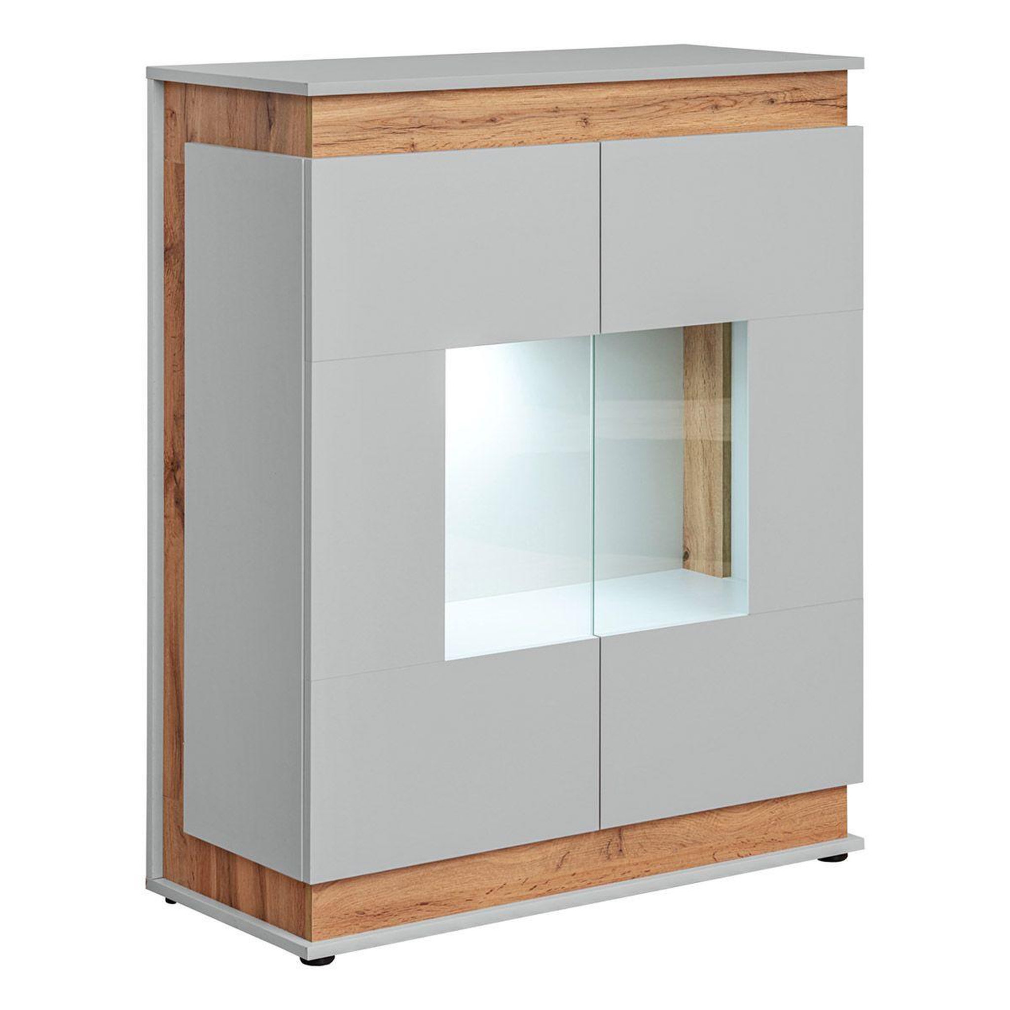 Voir la diapositive 1 : Paris Prix Vitrine led 2 portes  berlin  111cm gris & naturel