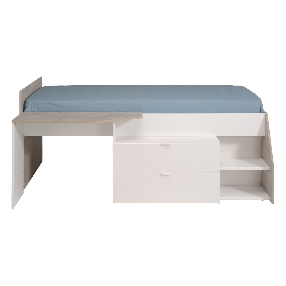 Lit enfant mi hauteur avec rangement 90x190/200cm MIKA