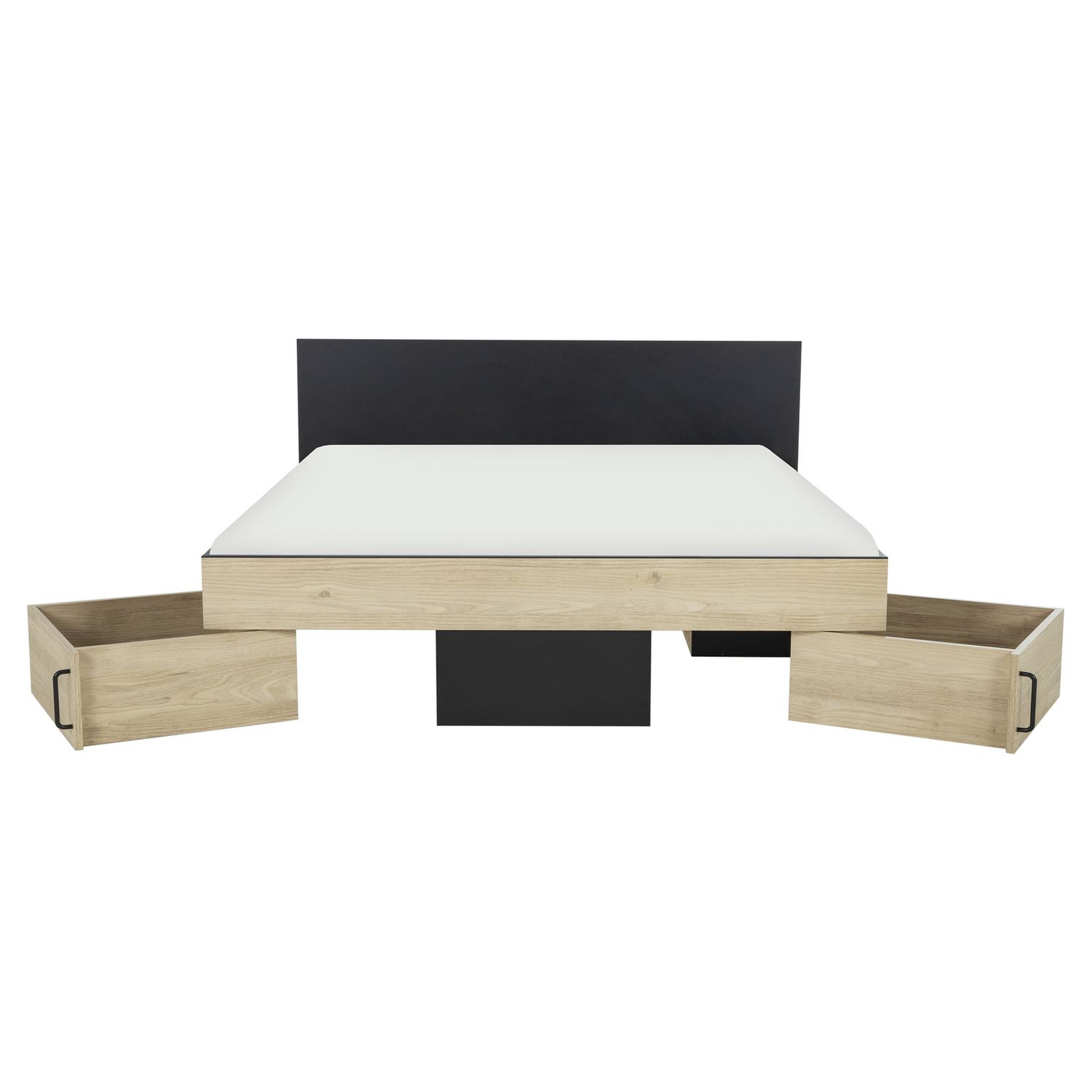 Voir la diapositive 3 : Lit double avec rangement style industriel 160x200cm LEXIS