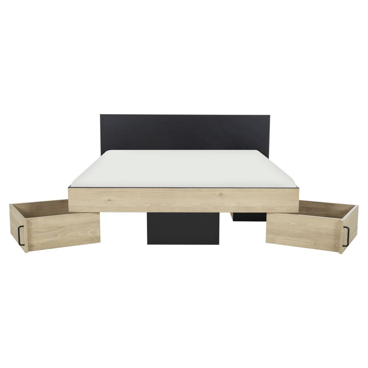 Lit double avec rangement style industriel 160x200cm LEXIS