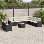 VIDAXL Salon de jardin 11 pcs avec coussins noir resine tressee