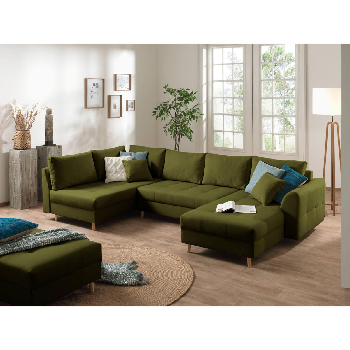 LISA DESIGN Rune - canapé panoramique avec pouf d'appoint - 7 places - style scandinave - gauche