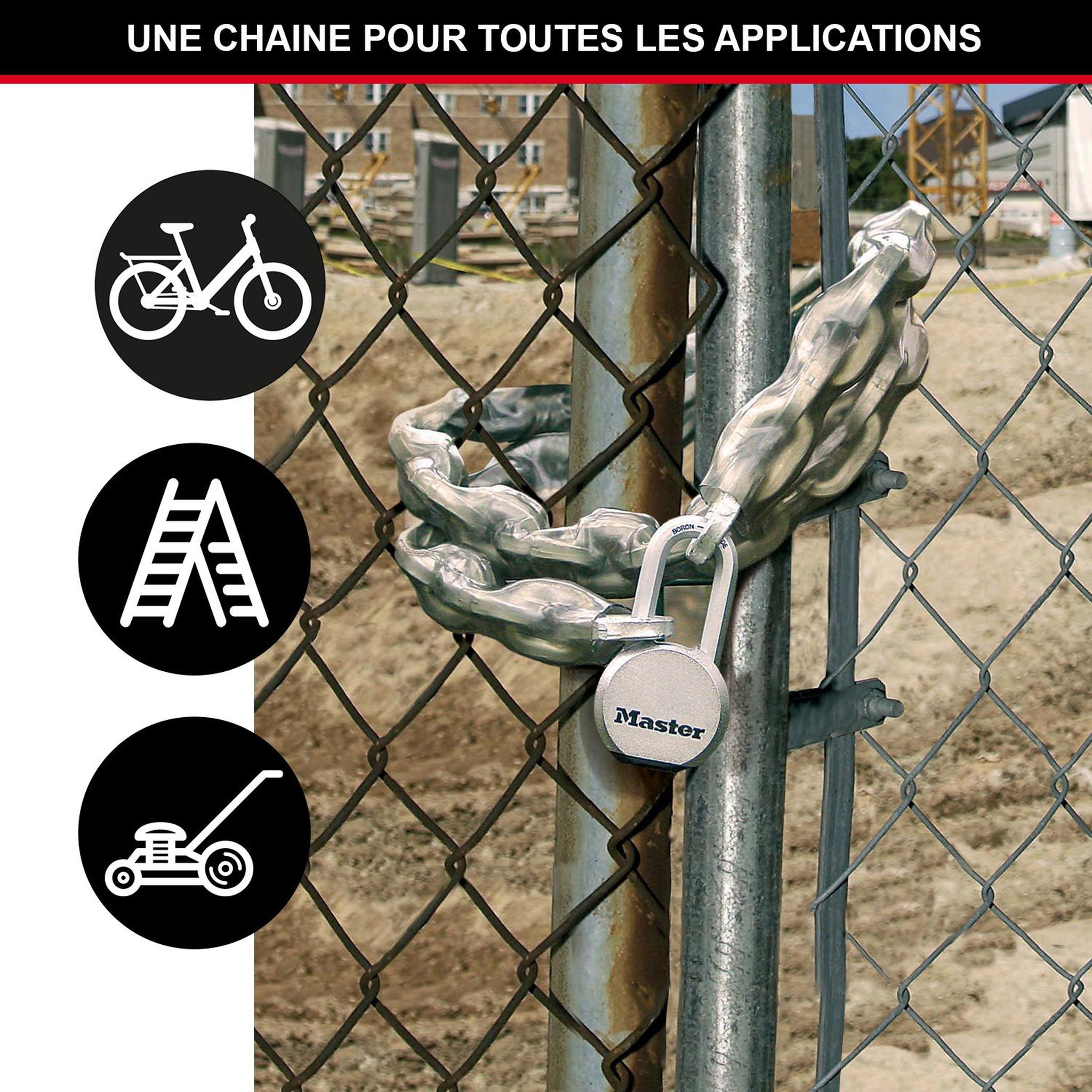Master lock 8011EURD Chaîne en acier cémenté, 100 cm x 0,6 cm