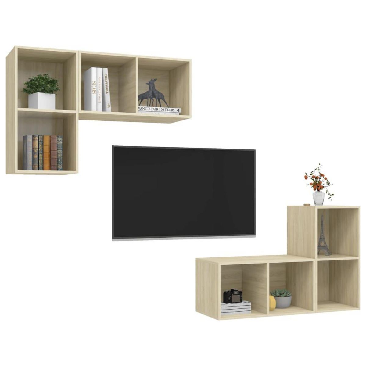 VIDAXL Meubles TV muraux 4 pcs Chene sonoma Bois d'ingenierie