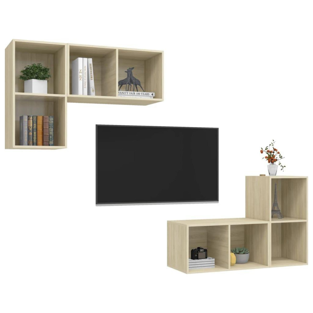 VIDAXL Meubles TV muraux 4 pcs Chene sonoma Bois d'ingenierie