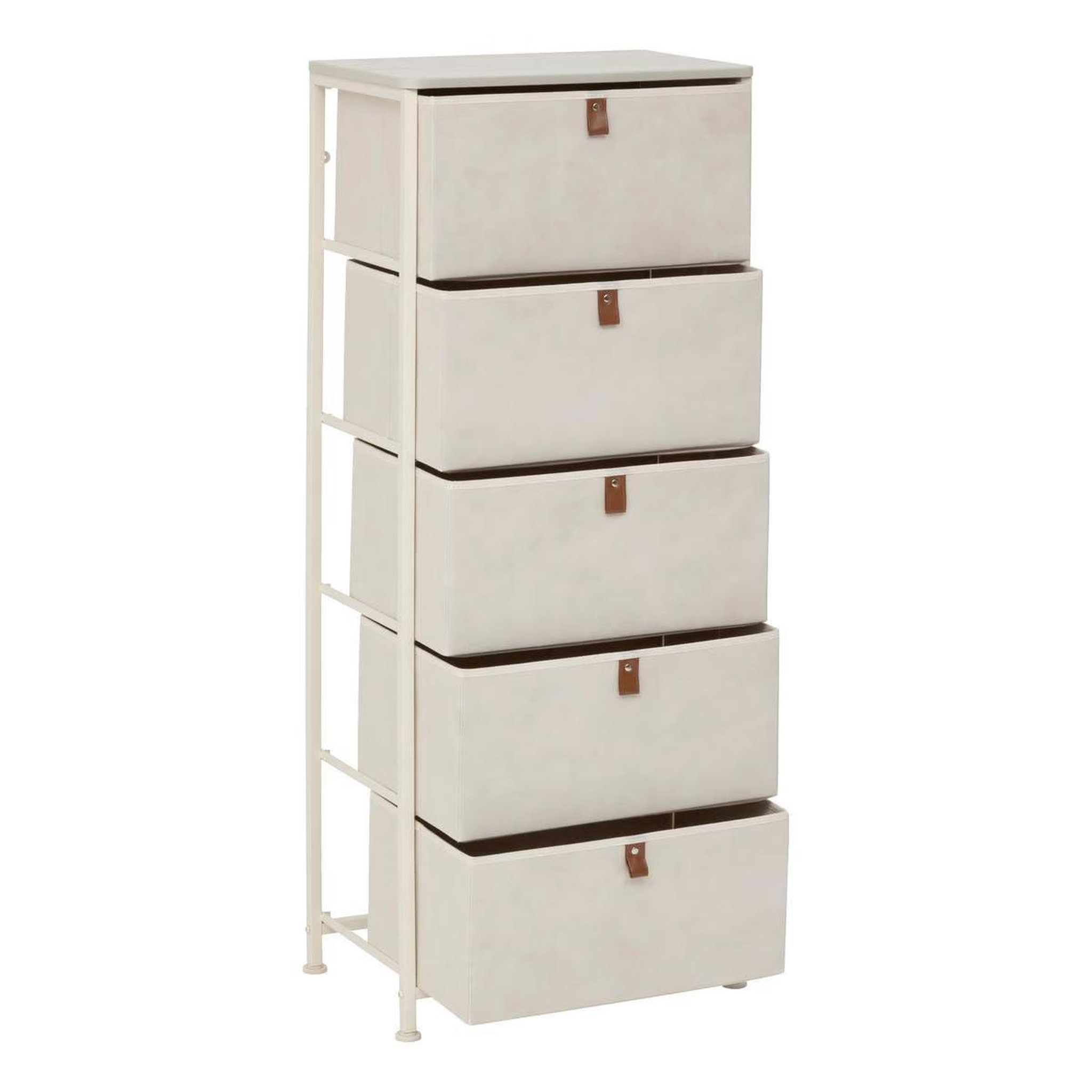 Voir la diapositive 2 : FIVE Meuble de Rangement 5 Tiroirs  Tissa  114cm Beige