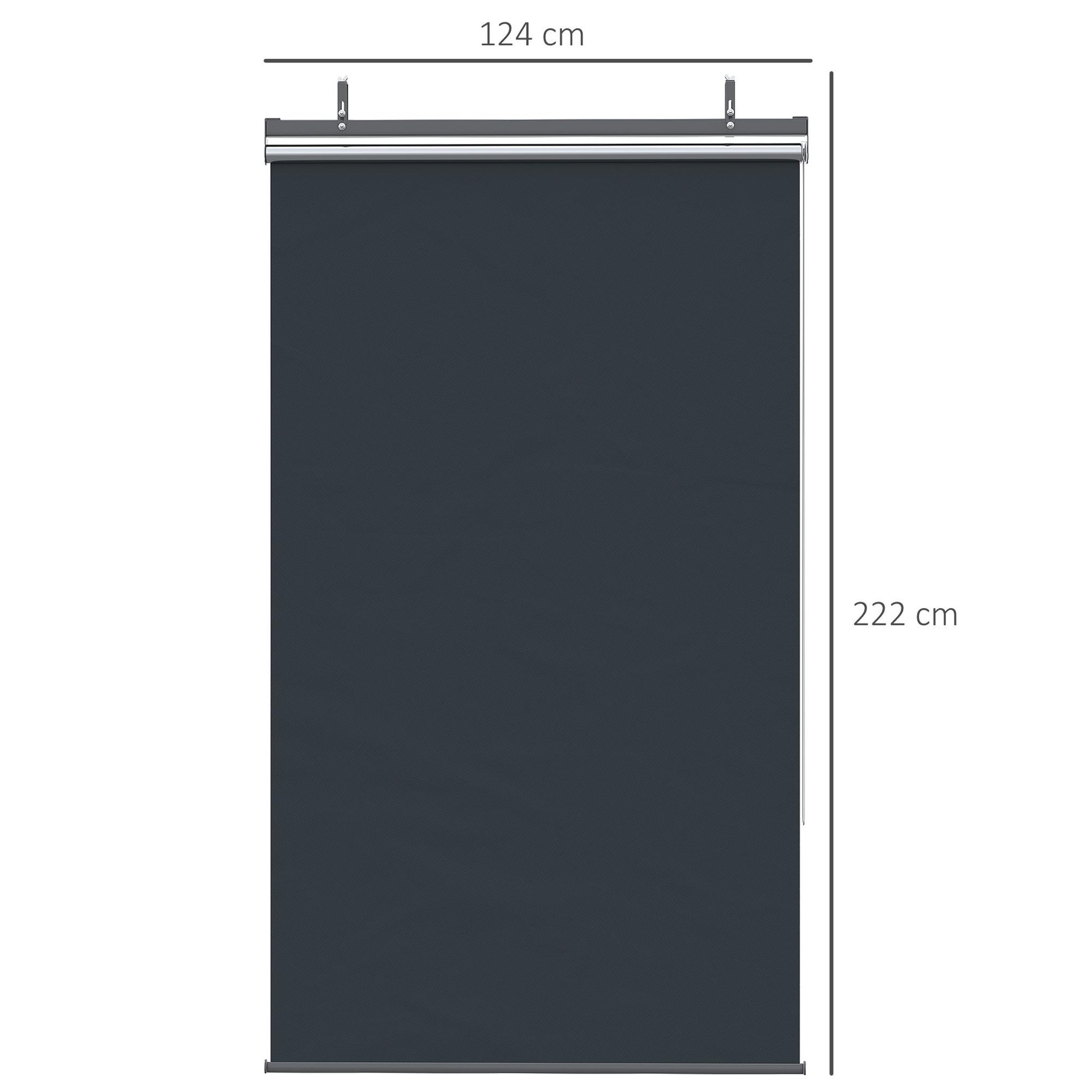Voir la diapositive 3 : OUTSUNNY Store extérieur vertical store manuel rétractable dim. 124L x 5l x 222H cm installation sans perçage alu. acier polyester gris