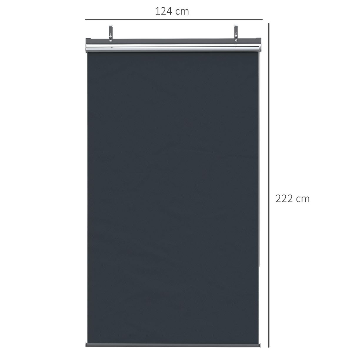OUTSUNNY Store extérieur vertical store manuel rétractable dim. 124L x 5l x 222H cm installation sans perçage alu. acier polyester gris