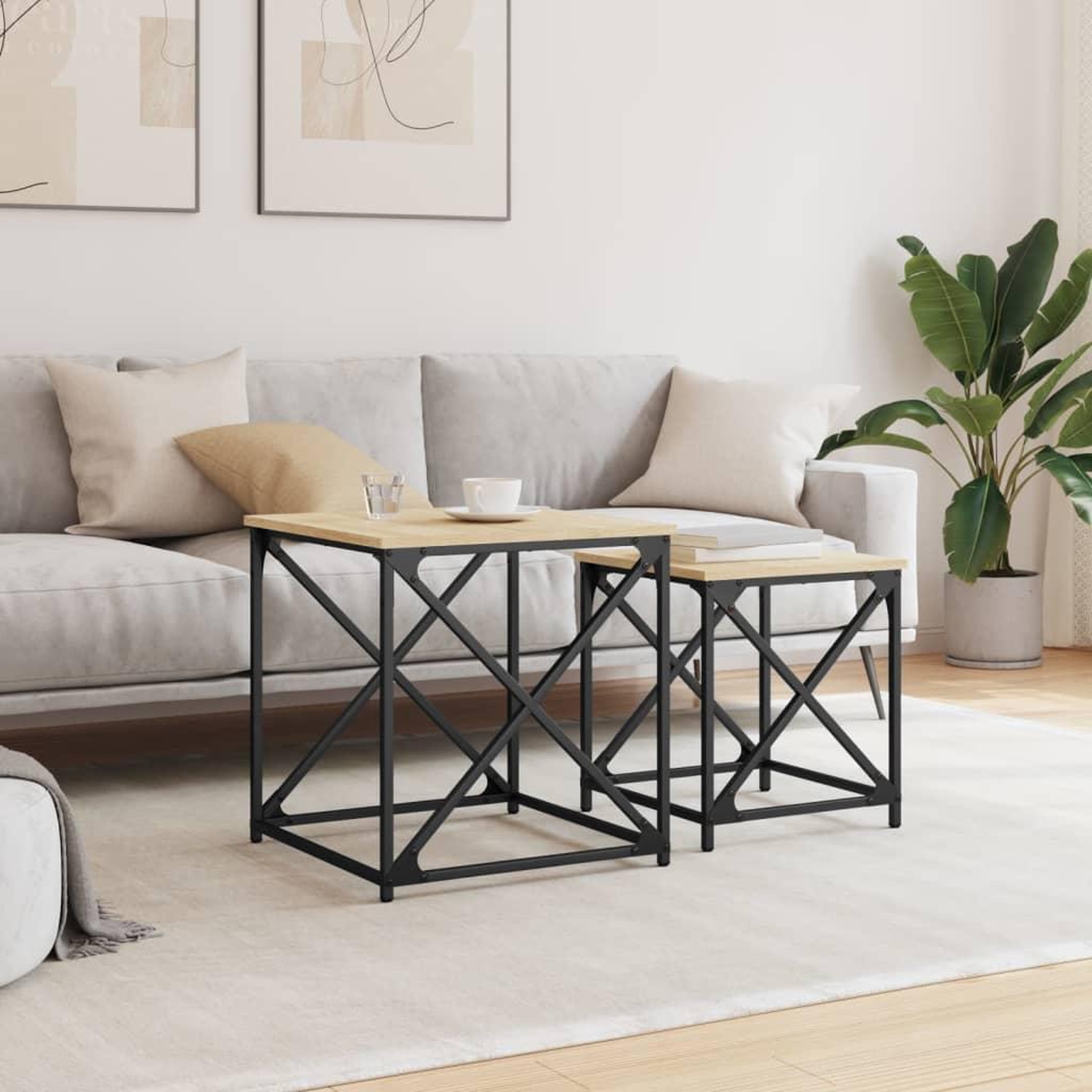 Voir la diapositive 3 : VIDAXL Tables basses gigognes 2 pcs chene sonoma bois d'ingenierie