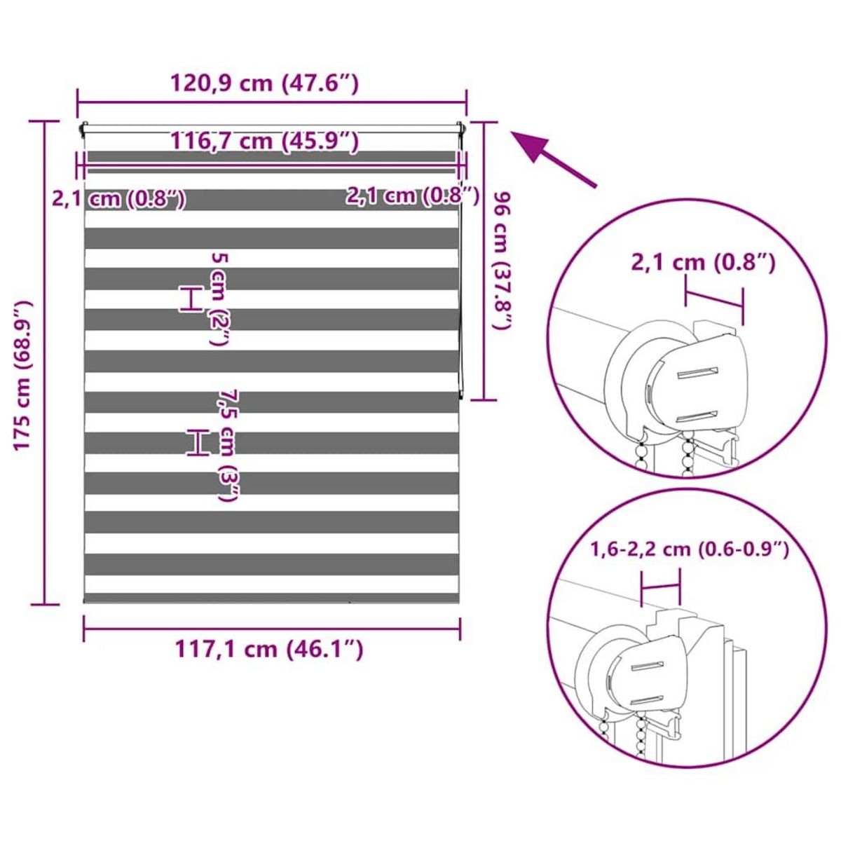 VIDAXL Store enrouleur tamisant 120 x 175 cm noir