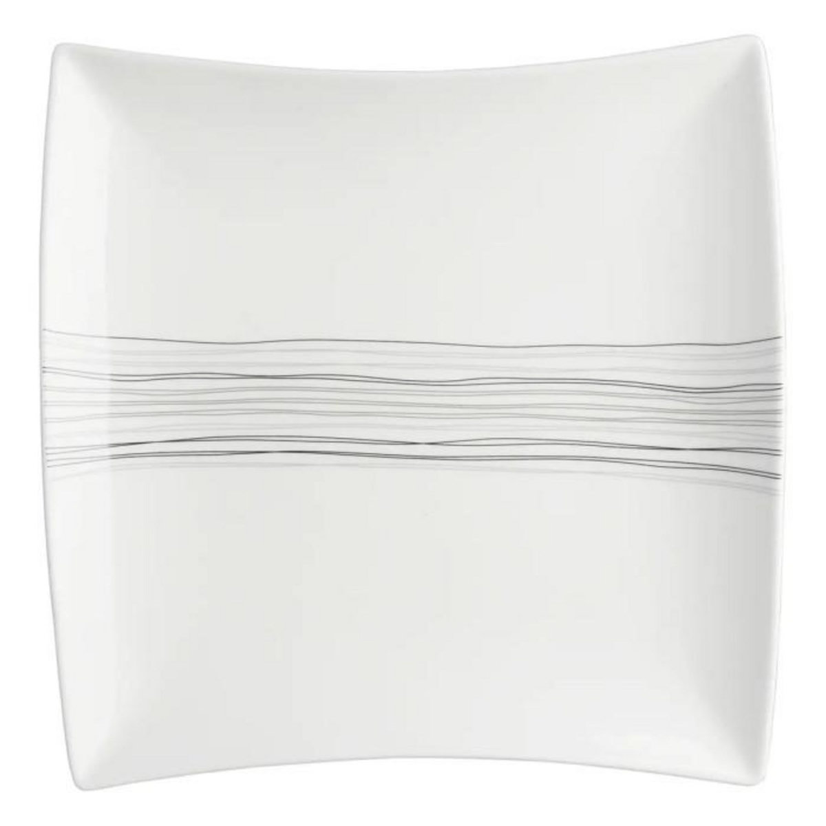 SECRET DE GOURMET Lot de 6 Assiettes de Présentation Carrées  Lignes  29cm Blanc