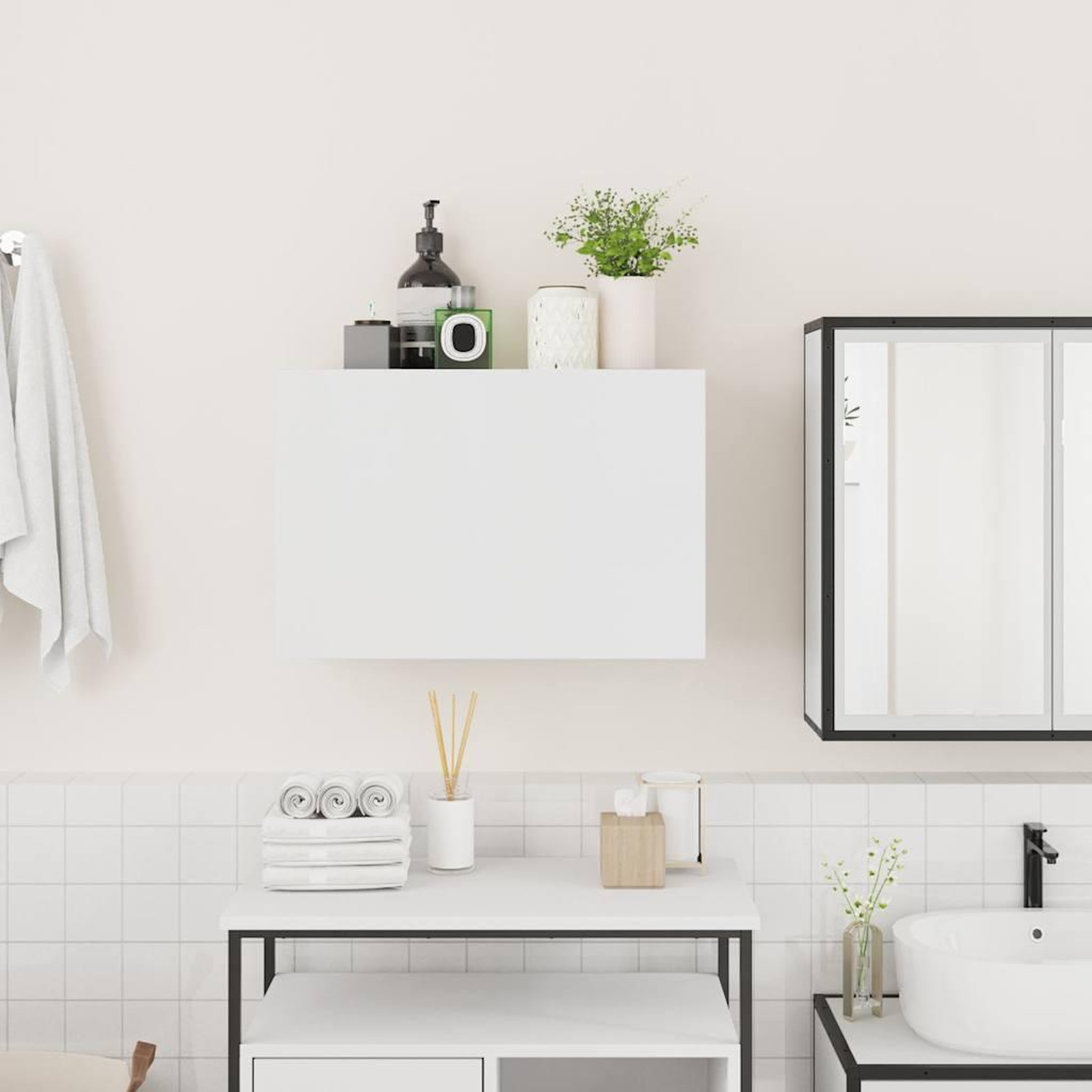 Voir la diapositive 3 : VIDAXL Armoire murale de bain blanc 60x25x40 cm bois d'ingenierie