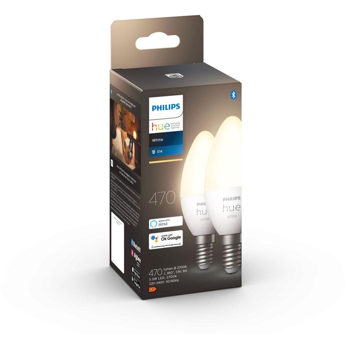 Philips Ampoule LED connectée HUE White E14 x2