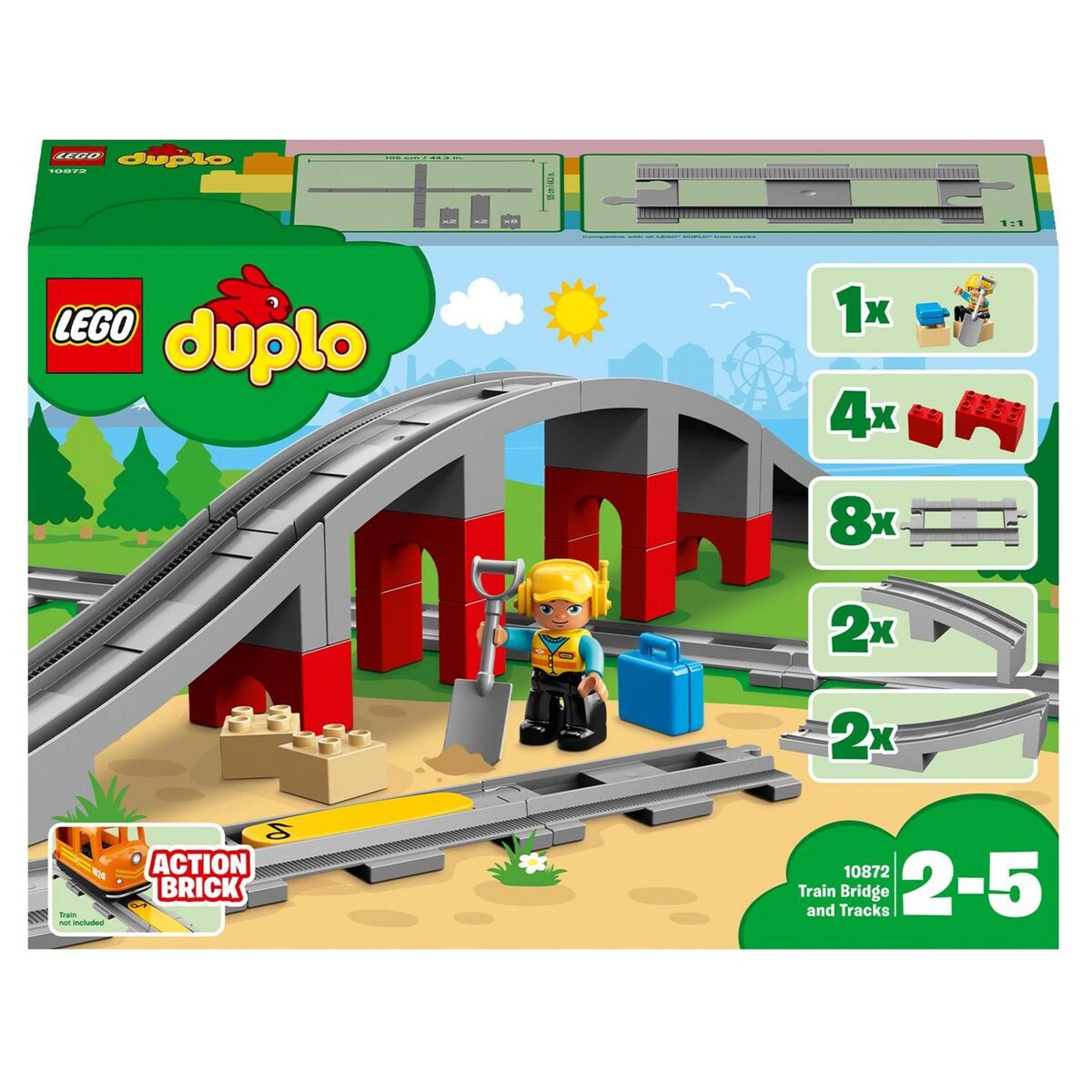 LEGO LEGO DUPLO Ma Ville 10872 Les Rails Et Le Pont Du Train, Jeu de Construction