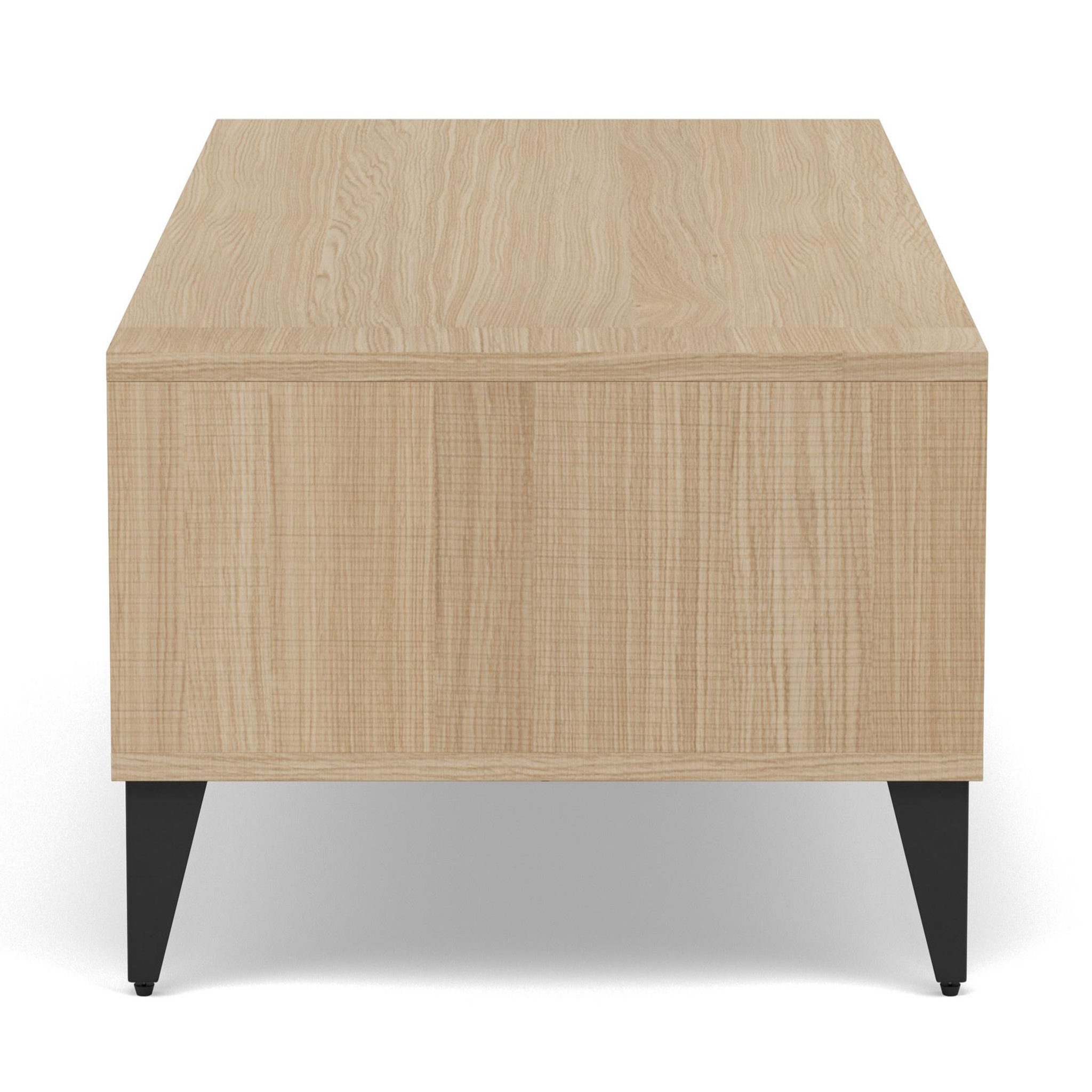 Voir la diapositive 6 : BEST MOBILIER Tribeca - table basse - effet bois et métal noir - 1 tiroir et 1 niche - 110 cm