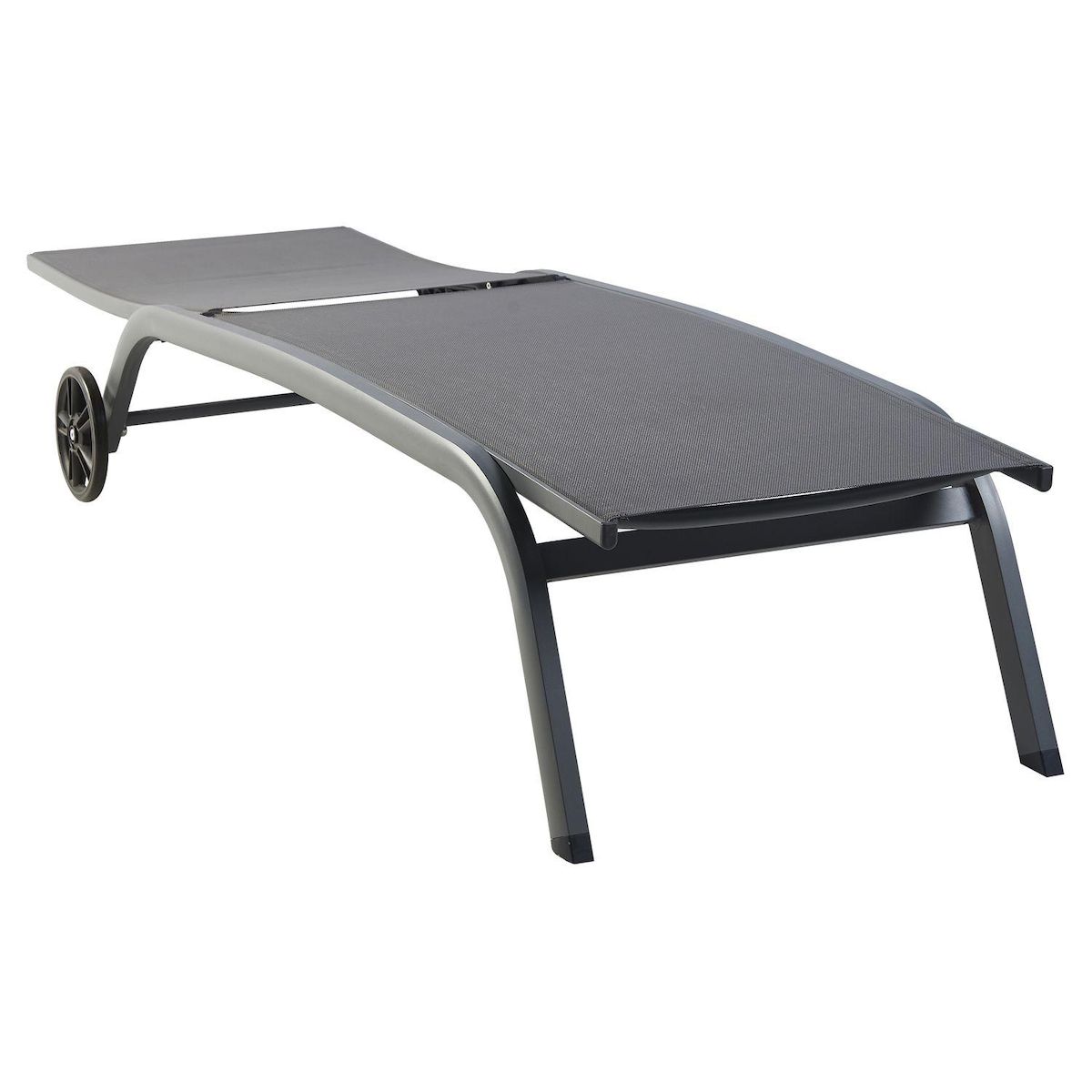 GARDENSTAR Bain de soleil avec dossier réglable - Textilène et acier - Gris