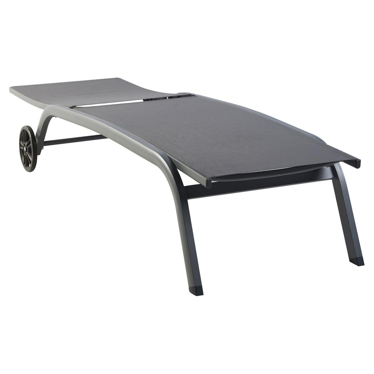 GARDENSTAR Bain de soleil avec dossier réglable - Textilène et acier - Gris