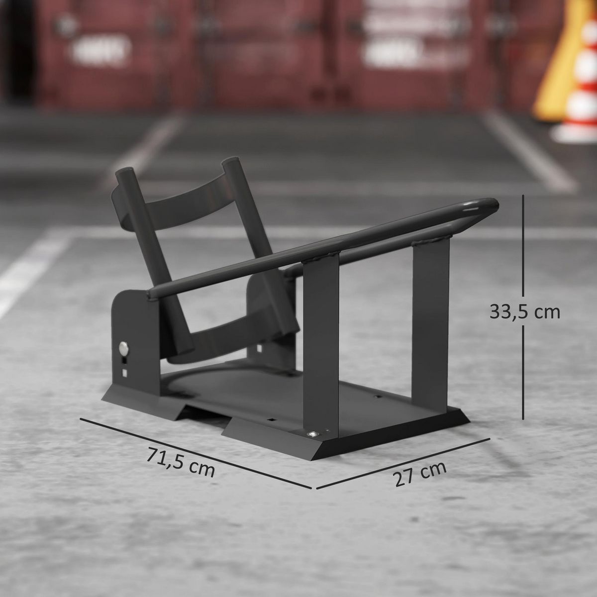 HOMCOM Bloque roue à fixer - bloque roue moto réglable - pneus de 3 à 8 pouces - acier noir