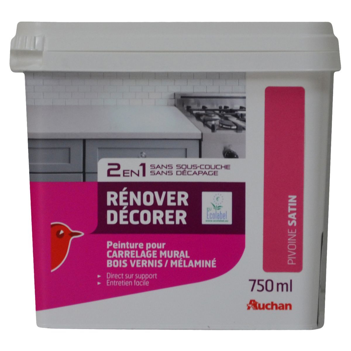 AUCHAN Peinture de rénovation couleur pivoine 