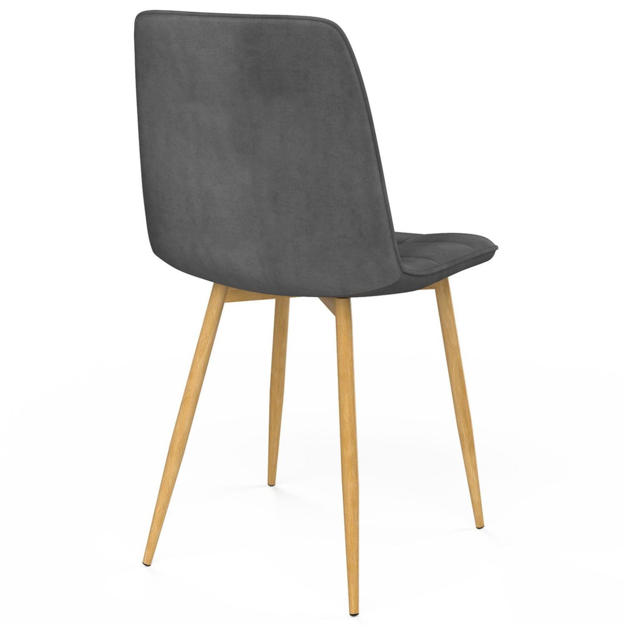 Voir la diapositive 4 : ID MARKET Lot de 6 chaises mila en velours gris foncé pied effet bois pour salle à manger
