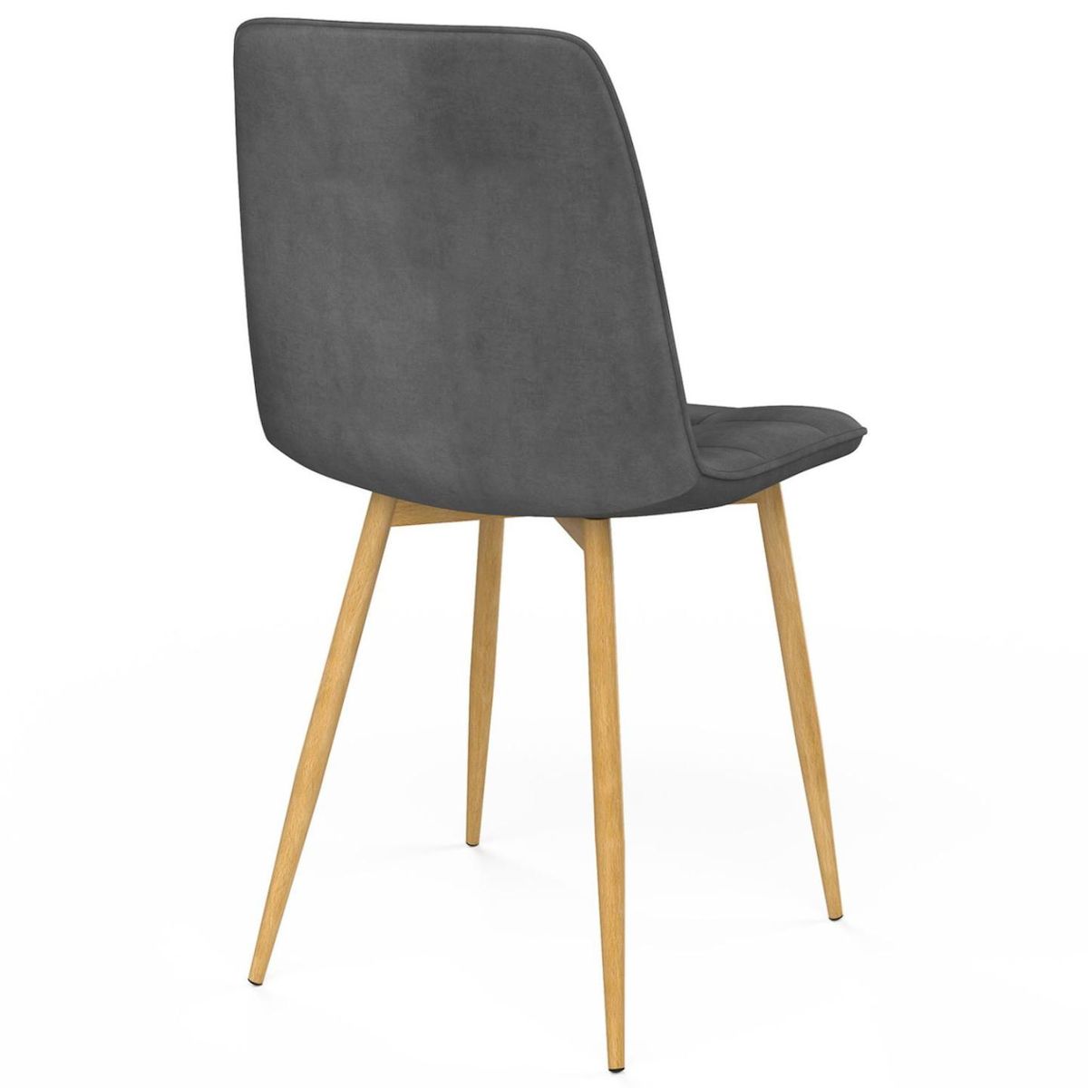 ID MARKET Lot de 6 chaises MILA en velours gris foncé pied effet bois pour salle à manger