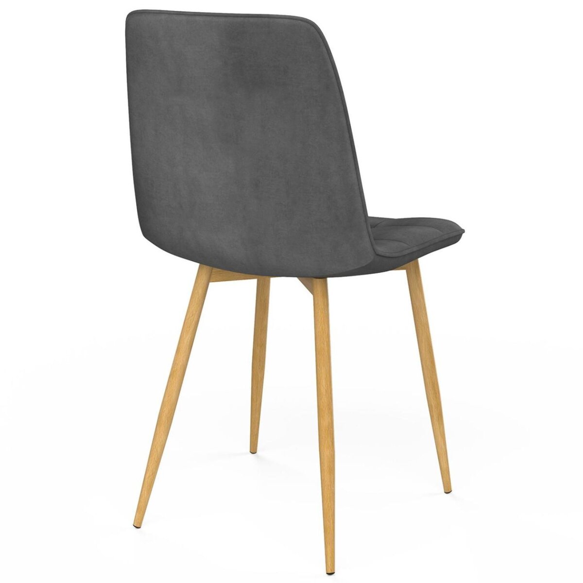 ID MARKET Lot de 6 chaises MILA en velours gris foncé pied effet bois pour salle à manger